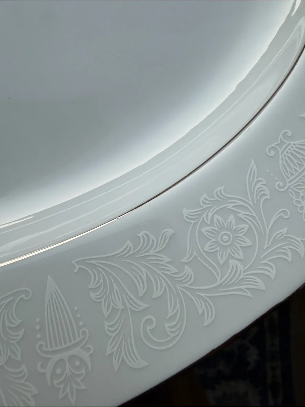 White Embossed Rim Porcelain Serving Platter